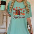 Cozy Season Autumn Leaves Books Pumpkins Fall Halloween Women's Comfort Colors T-Shirt Violet