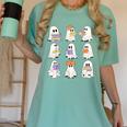 Cute Ghost Reading Books Teacher Halloween Reading Men Women Kids Women's Comfort Colors T-Shirt Violet
