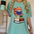 Cute Kawaii Kids Reading Books Glasses Red Panda Lover Women's Comfort Colors T-Shirt Violet