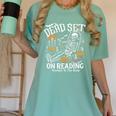 Dead Set On Reading Skeleton Halloween Book Lover Women's Comfort Colors T-Shirt Violet Dead Set On Reading Skeleton Halloween Book Lover Women's Comfort Colors T-Shirt Violet