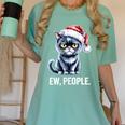Ew People Christmas Cat Santa Hat Dad Introvert Women's Comfort Colors T-Shirt Violet Ew People Christmas Cat Santa Hat Dad Introvert Women's Comfort Colors T-Shirt Violet
