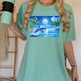 Frutiger Aero Dolphin Sunset Ocean With Palm Trees Y2k Premium Women's Comfort Colors T-Shirt Violet
