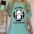 Go Away I'm Introverting Cat With Coffee Women's Comfort Colors T-Shirt Violet