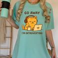 Go Away I'm Introverting Cozy Cat With Laptop And Coffee Women's Comfort Colors T-Shirt Violet
