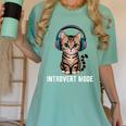 Introvert Mode Cat With Headphones Kitten Lover Women's Comfort Colors T-Shirt Violet Introvert Mode Cat With Headphones Kitten Lover Women's Comfort Colors T-Shirt Violet