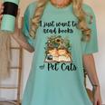 I Just Want To Read Books And Pet Cats Cat Lover Women's Comfort Colors T-Shirt Violet
