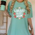 Library Is My Jam Librarian Book Lover Strawberry Women's Comfort Colors T-Shirt Violet Library Is My Jam Librarian Book Lover Strawberry Women's Comfort Colors T-Shirt Violet