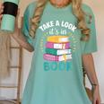 Take a Look It's In a Book Teacher Reading Apparel Women's Comfort Colors T-Shirt Violet