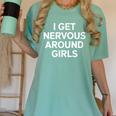 I Get Nervous Around Girls Introvert Humor Women's Comfort Colors T-Shirt Violet I Get Nervous Around Girls Introvert Humor Women's Comfort Colors T-Shirt Violet
