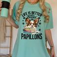 Papillon Dog Breed Life Is Better With Books And Papillons Women's Comfort Colors T-Shirt Violet