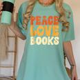 Peace Love Books Men Women Women's Comfort Colors T-Shirt Violet