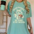 Read Books Be Kind Stay Weird Raccoon Coffee Lover Reading Women's Comfort Colors T-Shirt Violet