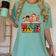 Readers Are Leaders Motivational Reading Book Quote Women's Comfort Colors T-Shirt Violet