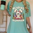 Reading Makes You Hoppier Bunny Book Fans Toddler Kid Women's Comfort Colors T-Shirt Violet