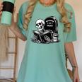 READING IN PEACE RIP Introvert Skeleton Read Book Meme Women's Comfort Colors T-Shirt Violet READING IN PEACE RIP Introvert Skeleton Read Book Meme Women's Comfort Colors T-Shirt Violet
