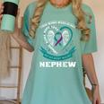 Suicide Awareness In Memory Of My Nephew Back Print Graphic Women's Comfort Colors T-Shirt Violet Suicide Awareness In Memory Of My Nephew Back Print Graphic Women's Comfort Colors T-Shirt Violet