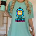 Women's Adulting Is A Myth Retro Pixel Pet Nostalgia Millennials Women's Comfort Colors T-Shirt Violet