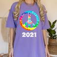 2021 Graduation Class Year Tie Dye Peace Sign Graduate Shirt Women's Comfort Colors T-Shirt Violet