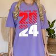 Class Of 2024 High School Senior Graduation Red Sports Style Women's Comfort Colors T-Shirt Violet