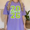 Class Of 2026 Graduation Varsity Lime Green Letters Women's Comfort Colors T-Shirt Violet