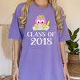 Cute Pink School Owl Class Of 2018 Graduation Women's Comfort Colors T-Shirt Violet