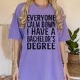 Everyone Calm Down Bachelors Degree Graduation T-Shirt Women's Comfort Colors T-Shirt Violet