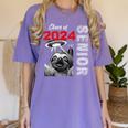 Fun Trendy UFO Sloth Graduation Class Of 2024 Senior Women's Comfort Colors T-Shirt Violet