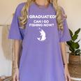 I Graduated Can I Go Fishing Graduation T-Shirt Women's Comfort Colors T-Shirt Violet