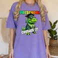 Graduation Preschool Dinosaur T Rex Crushed It Boys Grad Women's Comfort Colors T-Shirt Violet