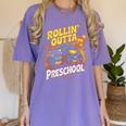 Graduation Rollin' Outta Preschool Monster Truck Boys Pre-K Women's Comfort Colors T-Shirt Violet