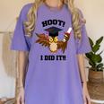 Hoot I Did It Grad Owl Holding Graduation Diploma Congrats Women's Comfort Colors T-Shirt Violet