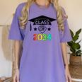 K -12th Grade Hand Prints Space Graduation Class Of 2034 Women's Comfort Colors T-Shirt Violet