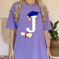 Kids Initial J Letter For Boys Preschool Graduation Kindergarten Women's Comfort Colors T-Shirt Violet