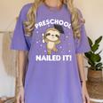 Kids Kids Preschool Nailed It Sloth Graduation Women's Comfort Colors T-Shirt Violet