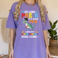 Kids So Long Pre-K Preschool Graduation Kindergarten Here I Come Women's Comfort Colors T-Shirt Violet
