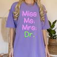 MIss Ms Mrs Dr Graduation Phd Pink And Green Class 2021 Women's Comfort Colors T-Shirt Violet