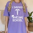 Nursing School Graduation Shirt I Survived RN Gift Women's Comfort Colors T-Shirt Violet