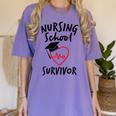 Nursing School Survivor Women Graduation RN Gift Shirt Women's Comfort Colors T-Shirt Violet