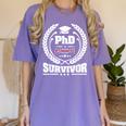 PhD Survivor Doctorate Graduate Shirt Graduation Women's Comfort Colors T-Shirt Violet