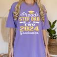 Proud Step Dad Of Two 2024 Graduate Class 2024 Graduation Women's Comfort Colors T-Shirt Violet