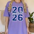Senior 2026 Graduation Varsity Navy Blue On The Back Women's Comfort Colors T-Shirt Violet