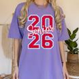 Senior 2026 Graduation Varsity Red Letters On The Back Women's Comfort Colors T-Shirt Violet