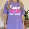 Senior Mom Class Of 2026 Pink Coquette Bow Graduation Women's Comfort Colors T-Shirt Violet