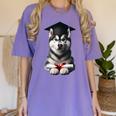 Siberian Husky Dog Graduation Cap Training School Graduate Men Women Kids Women's Comfort Colors T-Shirt Violet