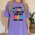 So Long Preschool Pre-K Here I Come Graduation Women's Comfort Colors T-Shirt Violet