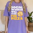 Social Worker Will Work For Pizza Graduation Women's Comfort Colors T-Shirt Violet