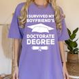 I Survived My Boyfriend's Doctorate Degree Graduation Women's Comfort Colors T-Shirt Violet
