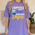 i Survived My Husbands Bachelors Degree Graduation Gifts Women's Comfort Colors T-Shirt Violet