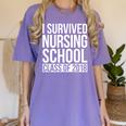 I Survived Nursing School Class Of 2018 RN Graduation Shirt Women's Comfort Colors T-Shirt Violet