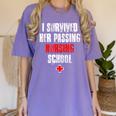 I Survived Her Passing Nursing School Graduation Women's Comfort Colors T-Shirt Violet